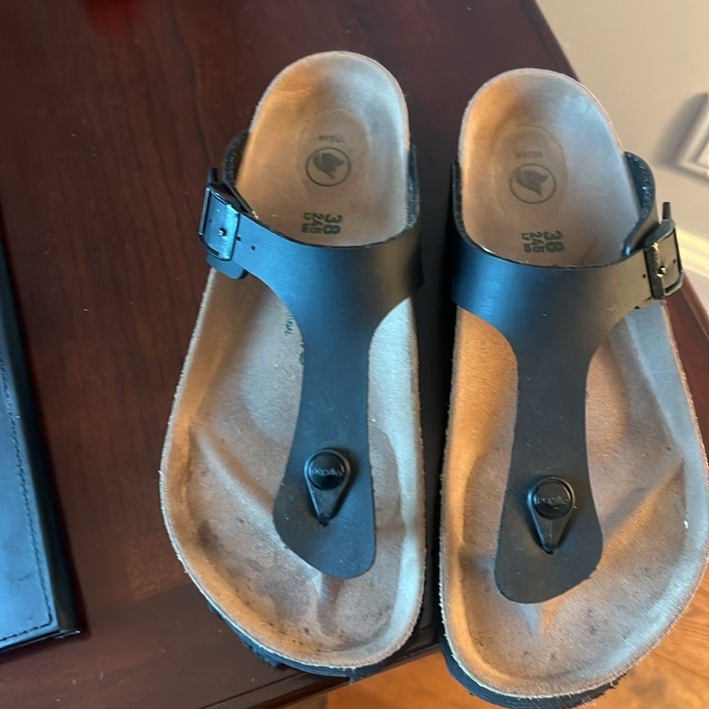 Birkenstock Black and Brown Sandals size 38